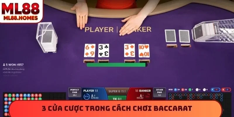 3 cửa cược trong cách chơi Baccarat